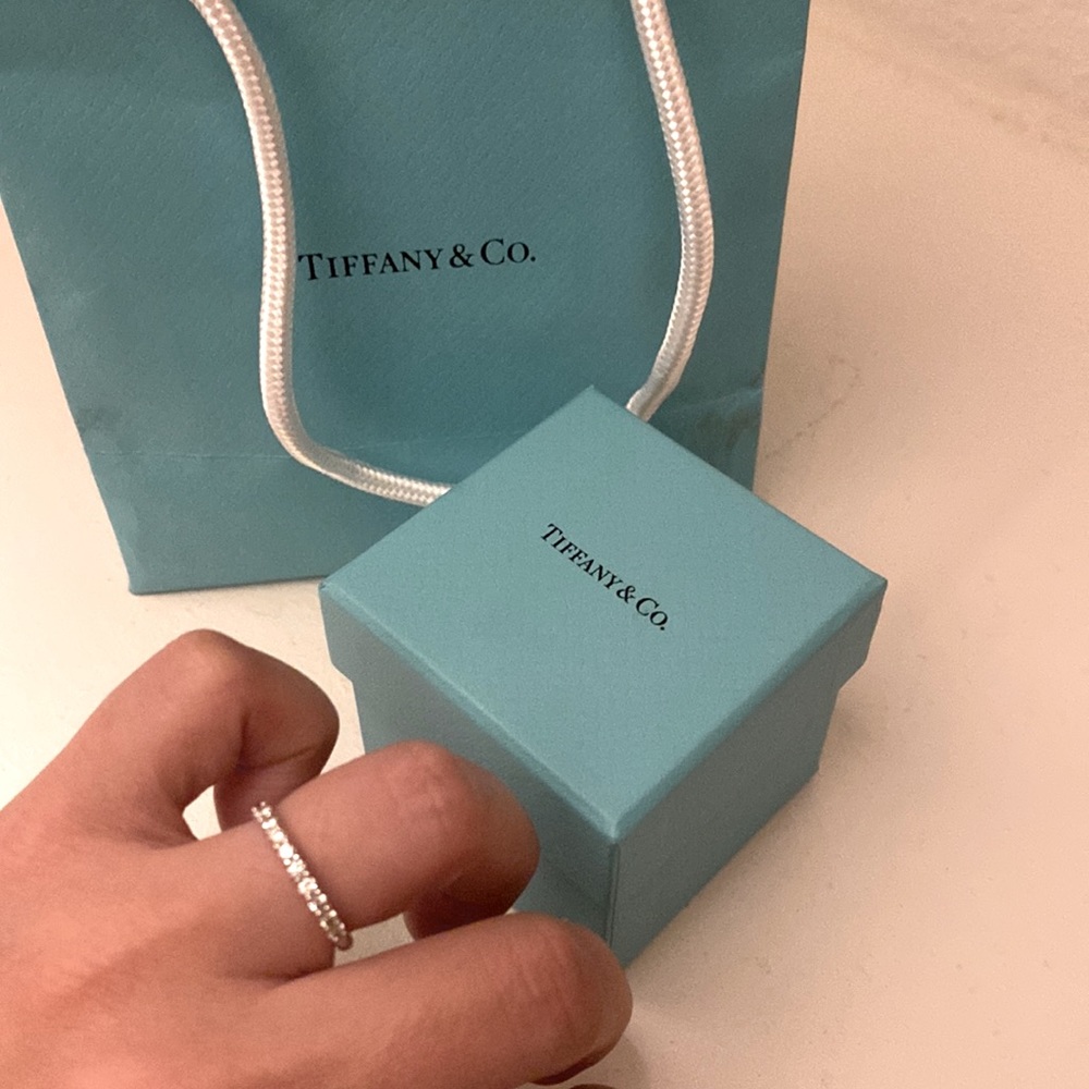 Tiffany & Co. Embrace Band Ring in Platinum with Diamonds Size 5 1/2 .